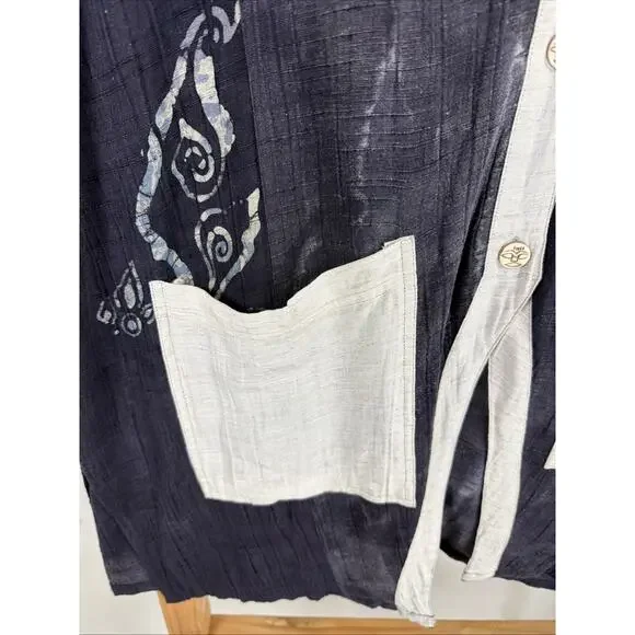 NWT Kusnadi New York Black With Batik Pattern Drop Sleeve Jacket #1327 One Size - Picture 3 of 6